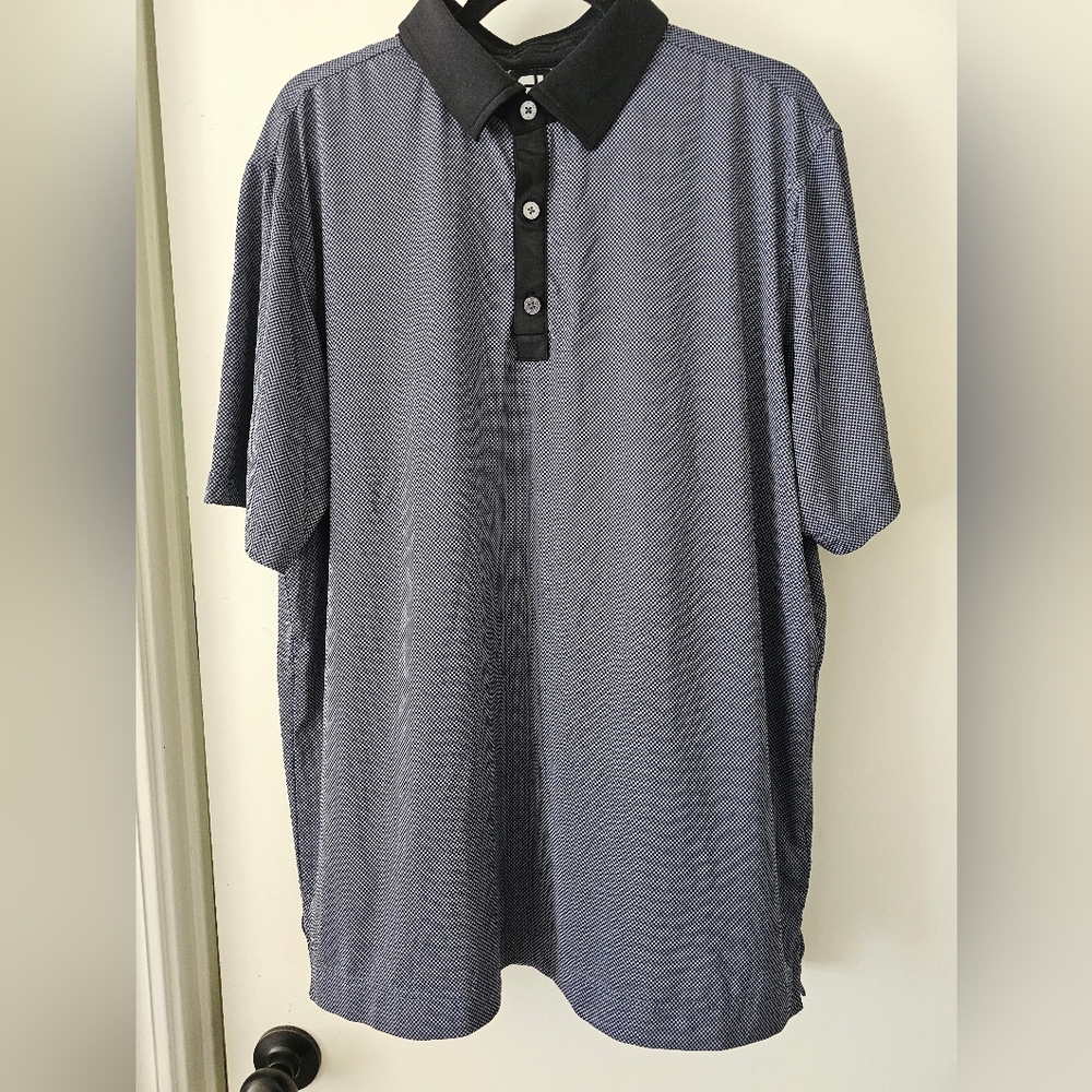 Footjoy Blue Black Check Golf Polo Mens Large